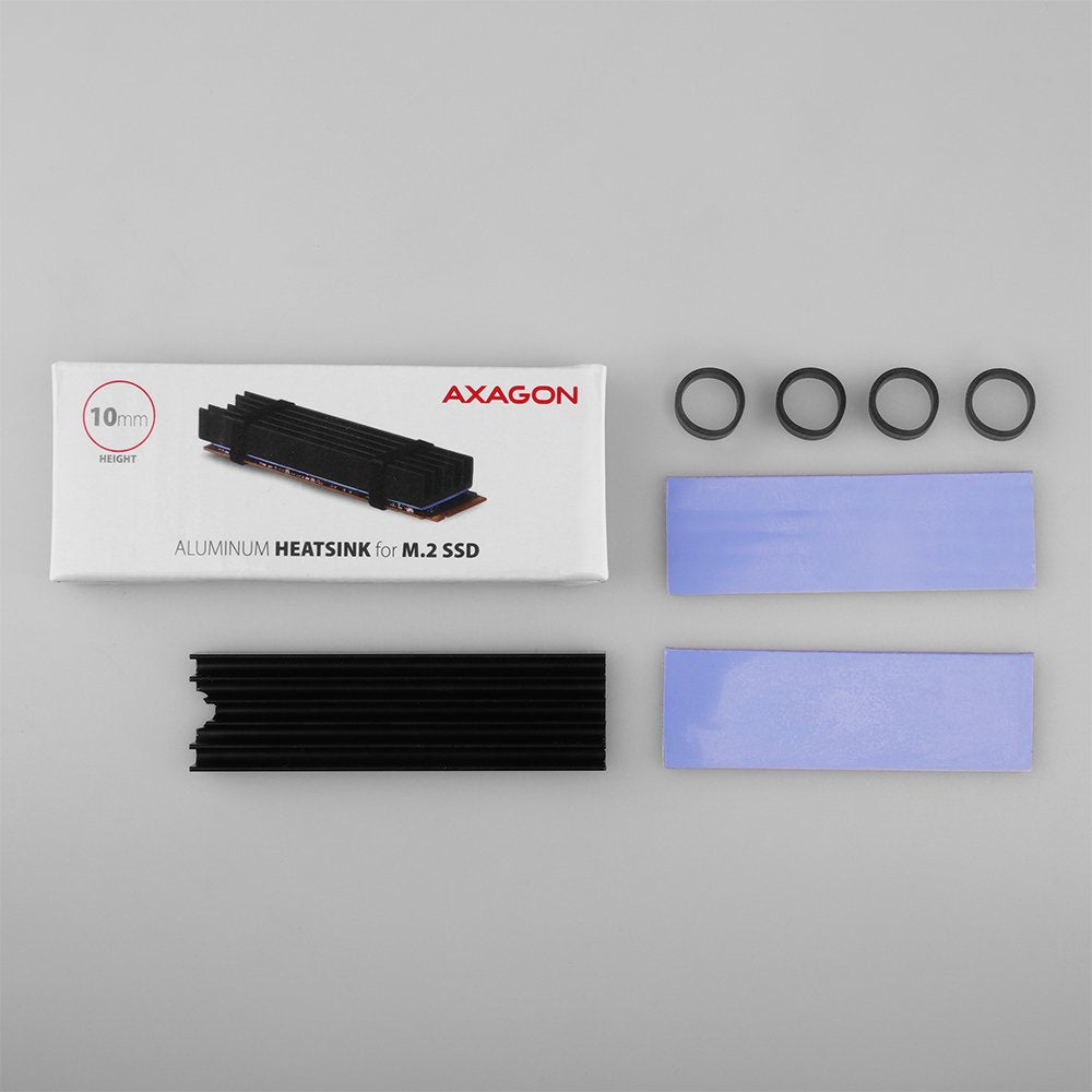 Axagon Clr-M2l10, Disipador Pasivo De Aluminio Para Ssd M.2 2280, Altura 10 Mm