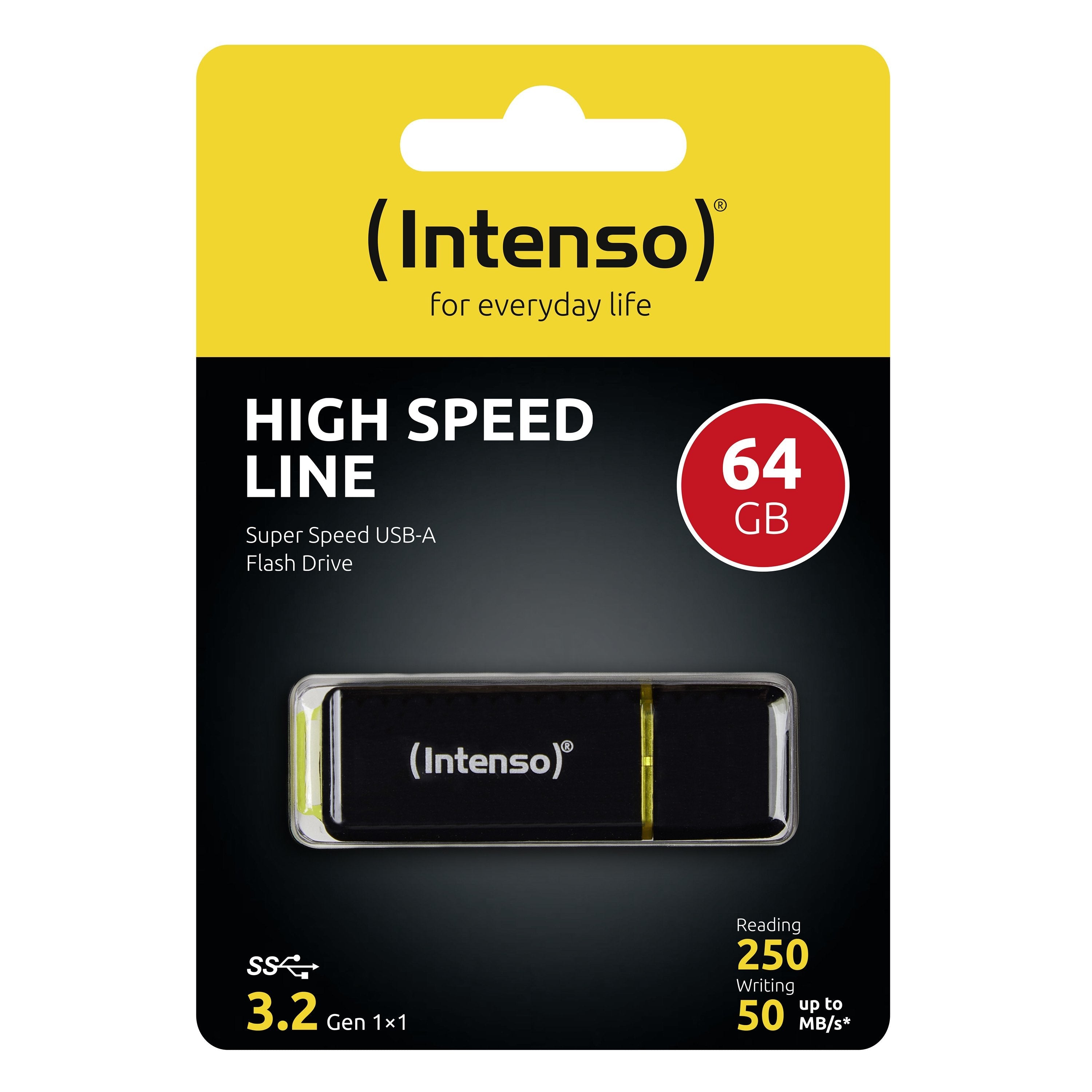 EAN 4034303026845 - Intenso High Speed Line unidad flash USB 64 GB USB tipo A 3.2 Gen 1 (3.1 Gen 1) Negro, Amarillo imagen 3