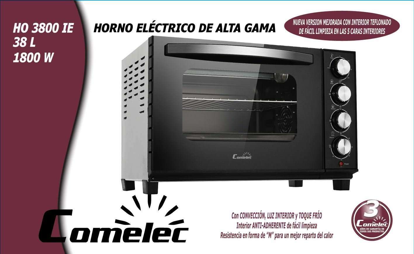 EAN 8436018203157 - Comelec HO3800IE horno 38 L Acero inoxidable imagen 5