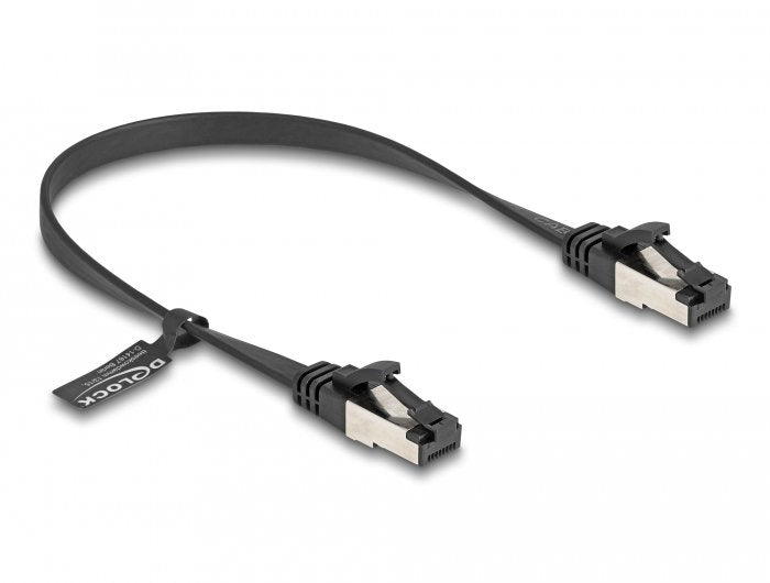 Delock Rj45 Flachband Cable De Red Macho A Macho Cat.8.1 0,25 M Negro