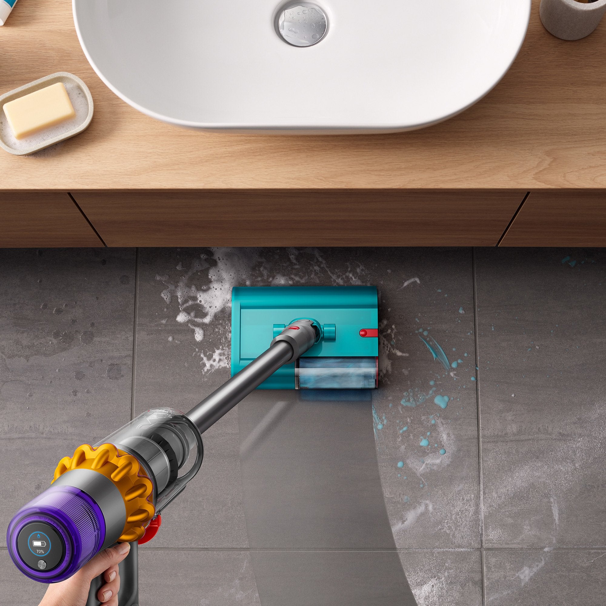 EAN 5025155085073 - Dyson V15s Detect Submarine Aspiradora escoba 2 en 1 Batería Seca y húmeda Sin bolsa Níquel, Amarillo imagen 9