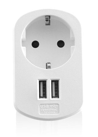 Ewent Cargador Tablet/ Smartphone. 3.1a. 2 X Usb. Con Toma De Corriente (Ew1211) 2 Puertos Usb 3.1 A Cargador Con Toma De Corriente