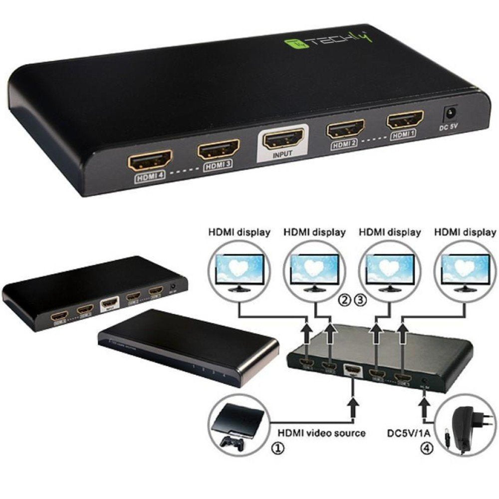 EAN 8054529023981 - Techly IDATA HDMI2-4K4 divisor de video HDMI 4x HDMI imagen 4