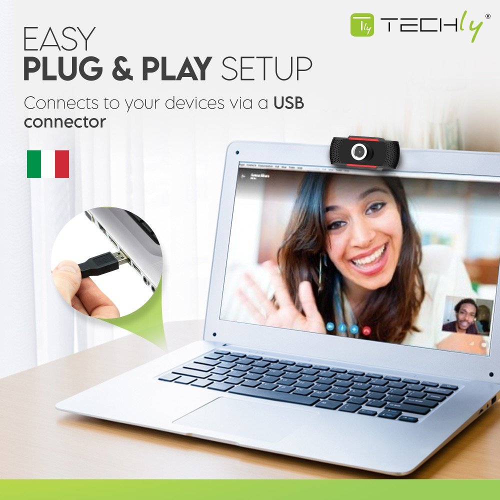 Techly I-Webcam-60t Cámara Web 1920 X 1080 Pixeles Usb 2.0 Negro