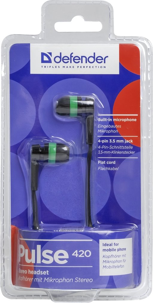 EAN 4714033634229 - Defender Pulse-420 Auriculares Alámbrico Dentro de oído Negro, Verde imagen 5
