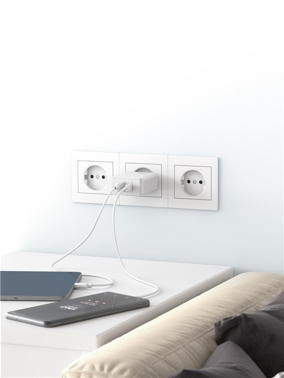 Goobay 61674 Cargador Rápido Dual Usb-C Pd (30 W), Blanco