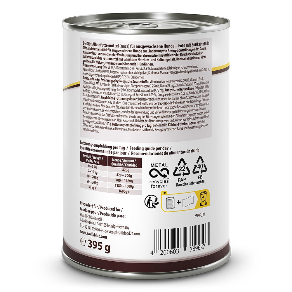 EAN 4260603789627 - Wolfsblut VetLine Gastrointestinal Pato, Batata Adulto 395 g imagen 2