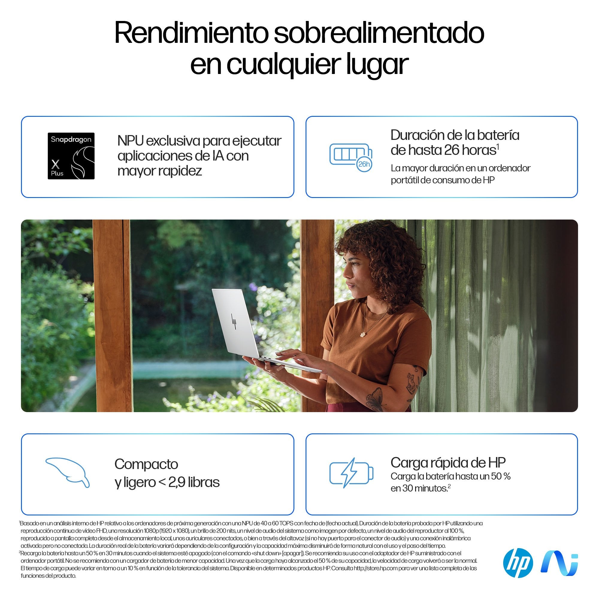 EAN 198701537205 - HP OmniBook X 14-fe1000ns Copilot+ PC Qualcomm Snapdragon X1P-42-100 Portátil 35,6 cm (14") 2.2K 16 GB LPD imagen 6