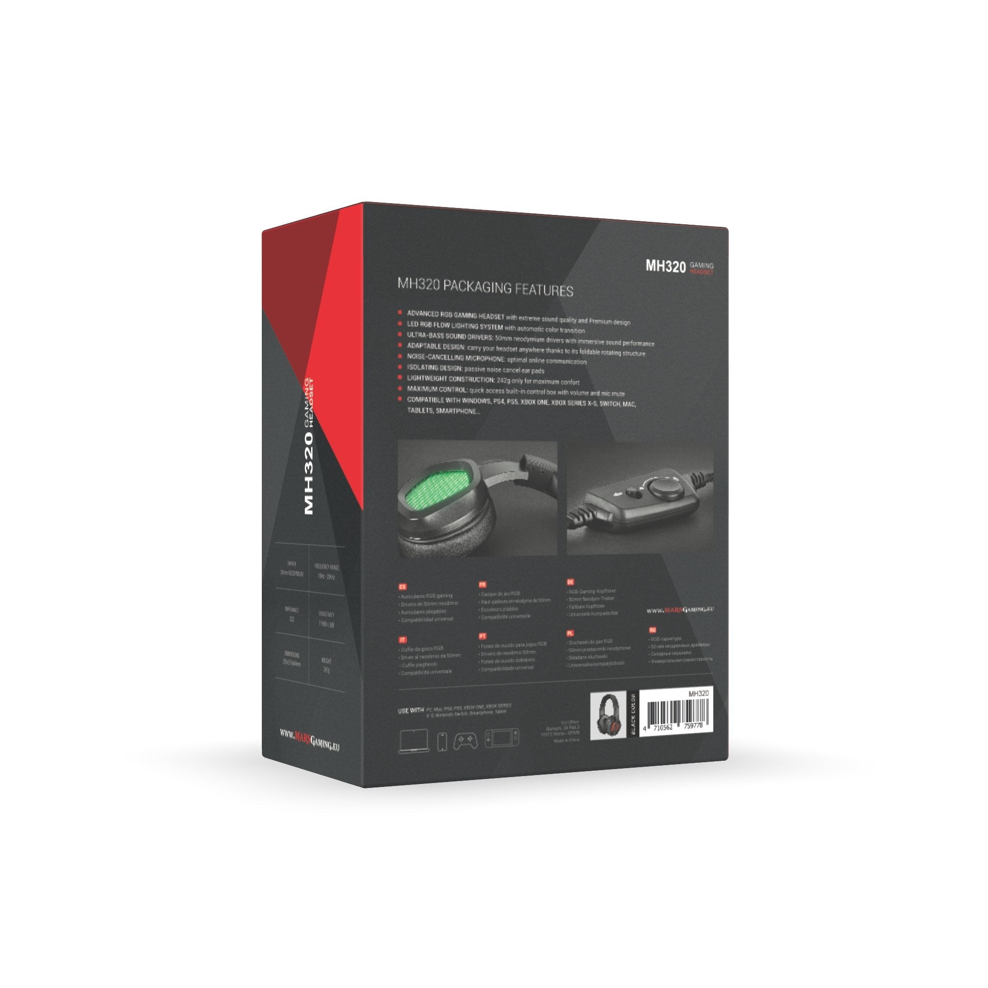 Auriculares Gaming Con Micrófono Mars Gaming Mh320 Jack 3.5 Negros