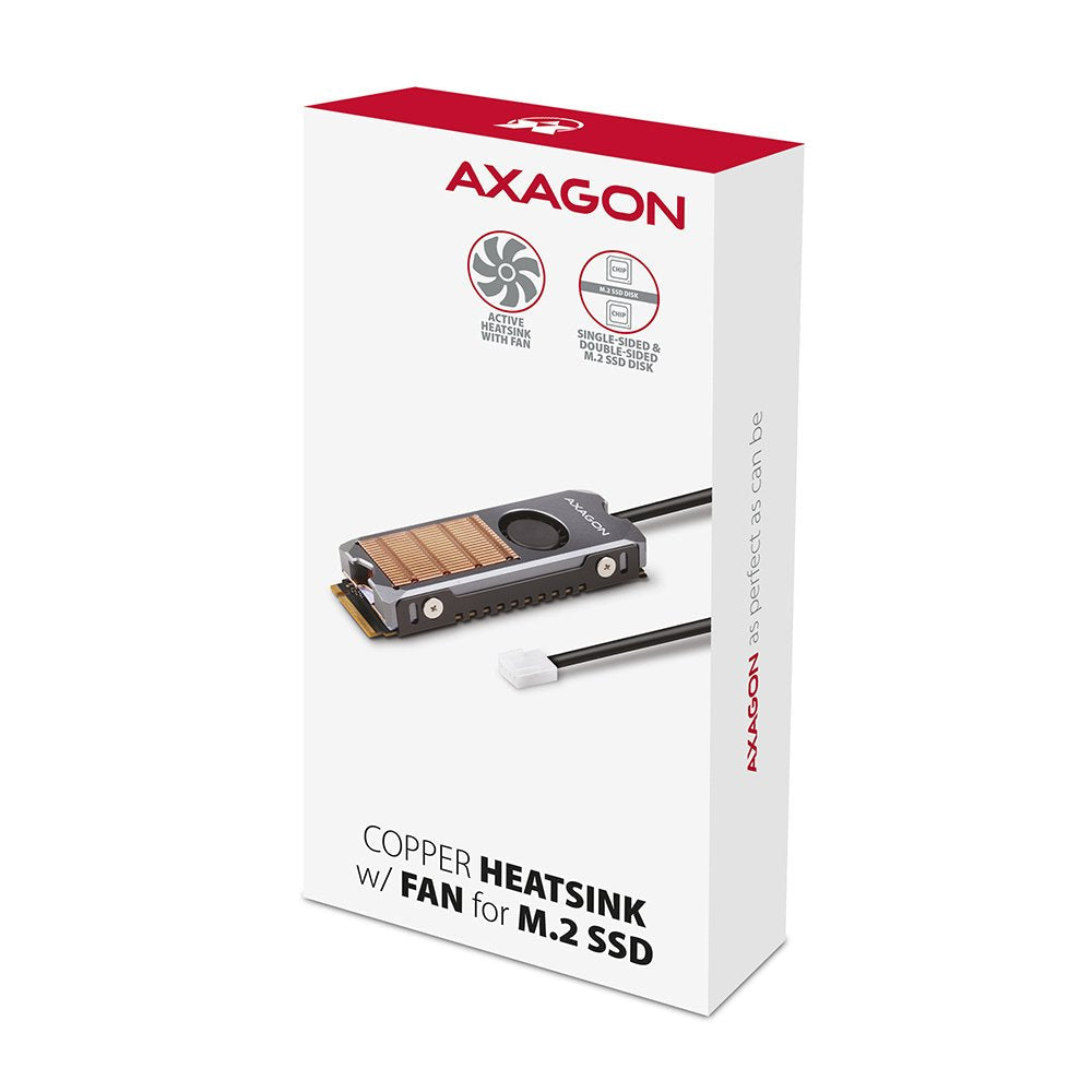 Axagon Clr-M2fan Sistema De Refrigeración Para Ordenador Unidad De Estado Sólido Disipador Térmico/Radiador Gris 1 Pieza(S)