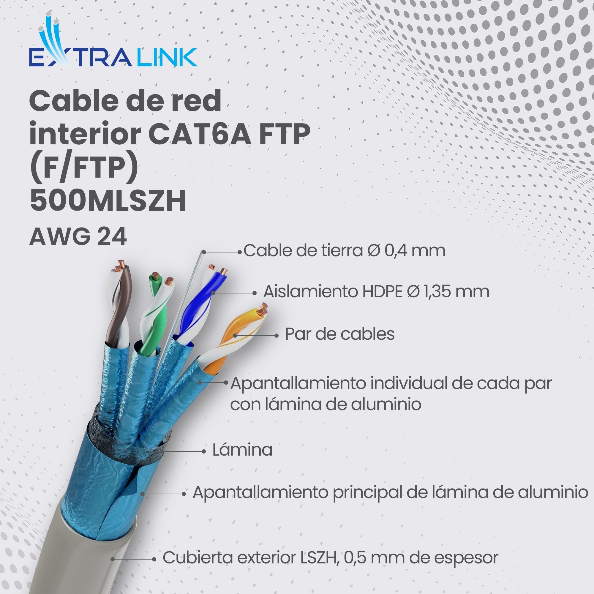 Cable Extralink Cat6a Ftp (F/Ftp) Indoor Twisted Pair 500m