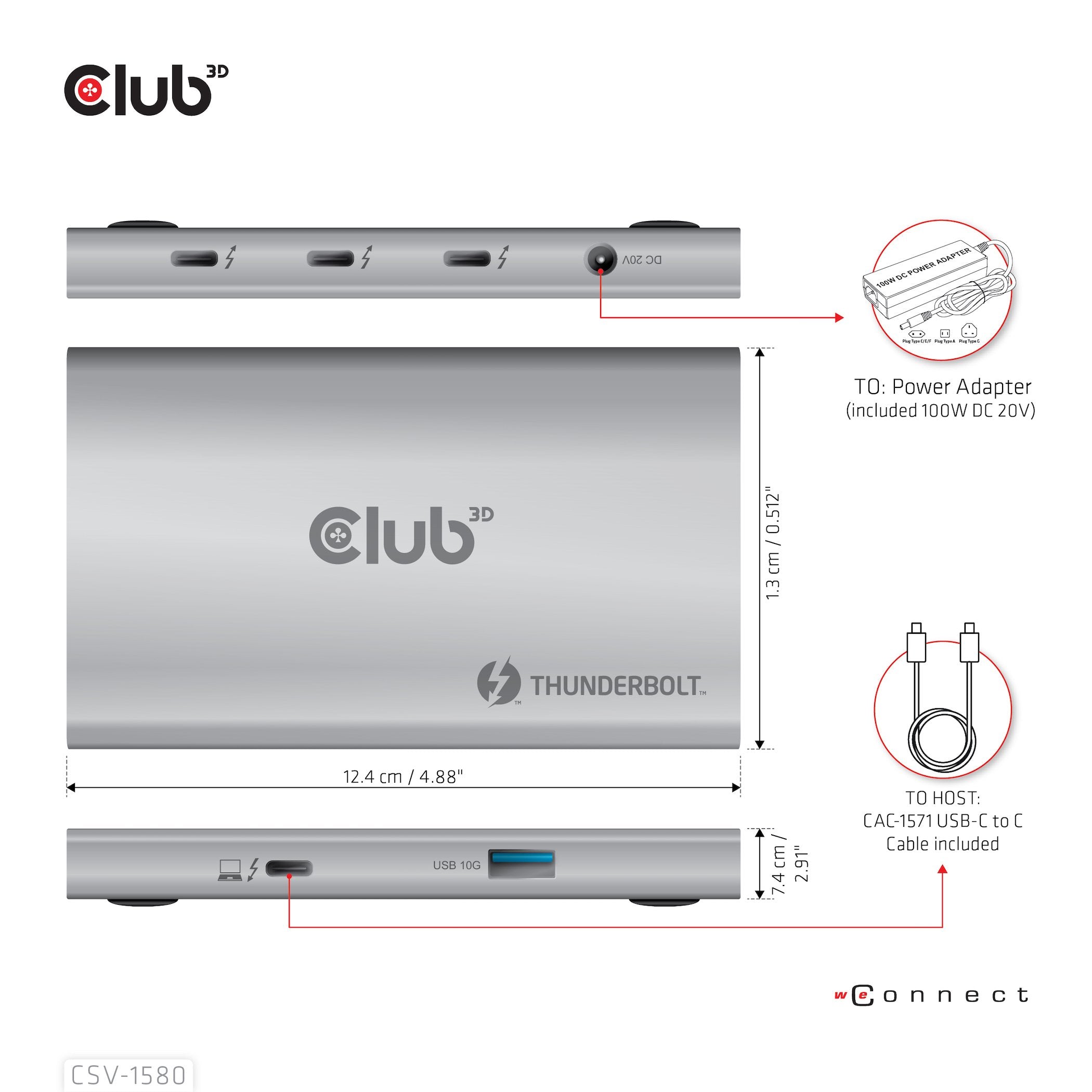 EAN 8719214471958 - CLUB3D CSV-1580 base para portátil y replicador de puertos Acoplamiento Thunderbolt 4 Plata imagen 5