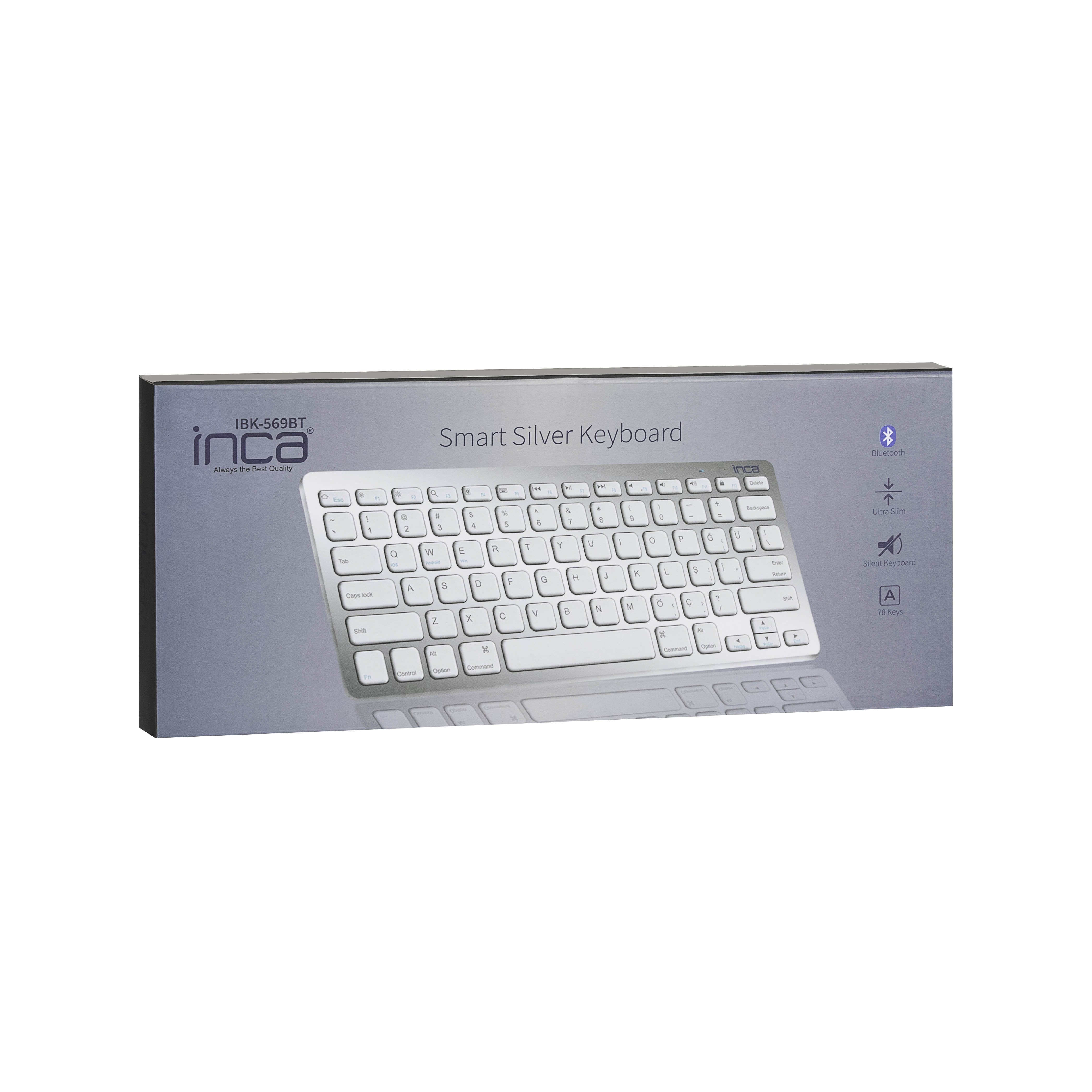 Teclado Aleman Inca Ibk-569bt Bluetooth Metálico, Plata