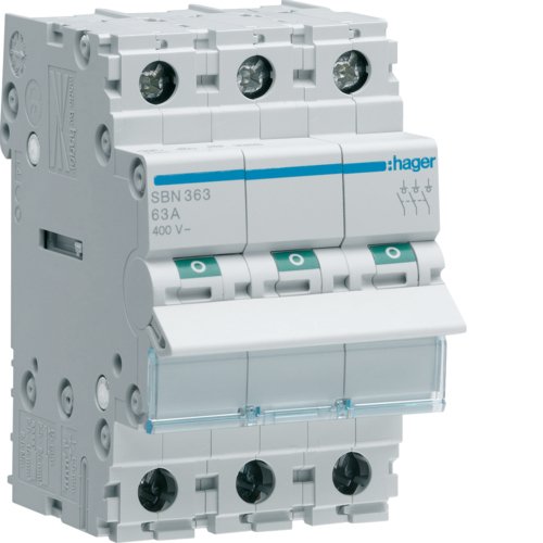 Hager Ausschalter 63a 3schlieer Sbn363 400vac 3ple