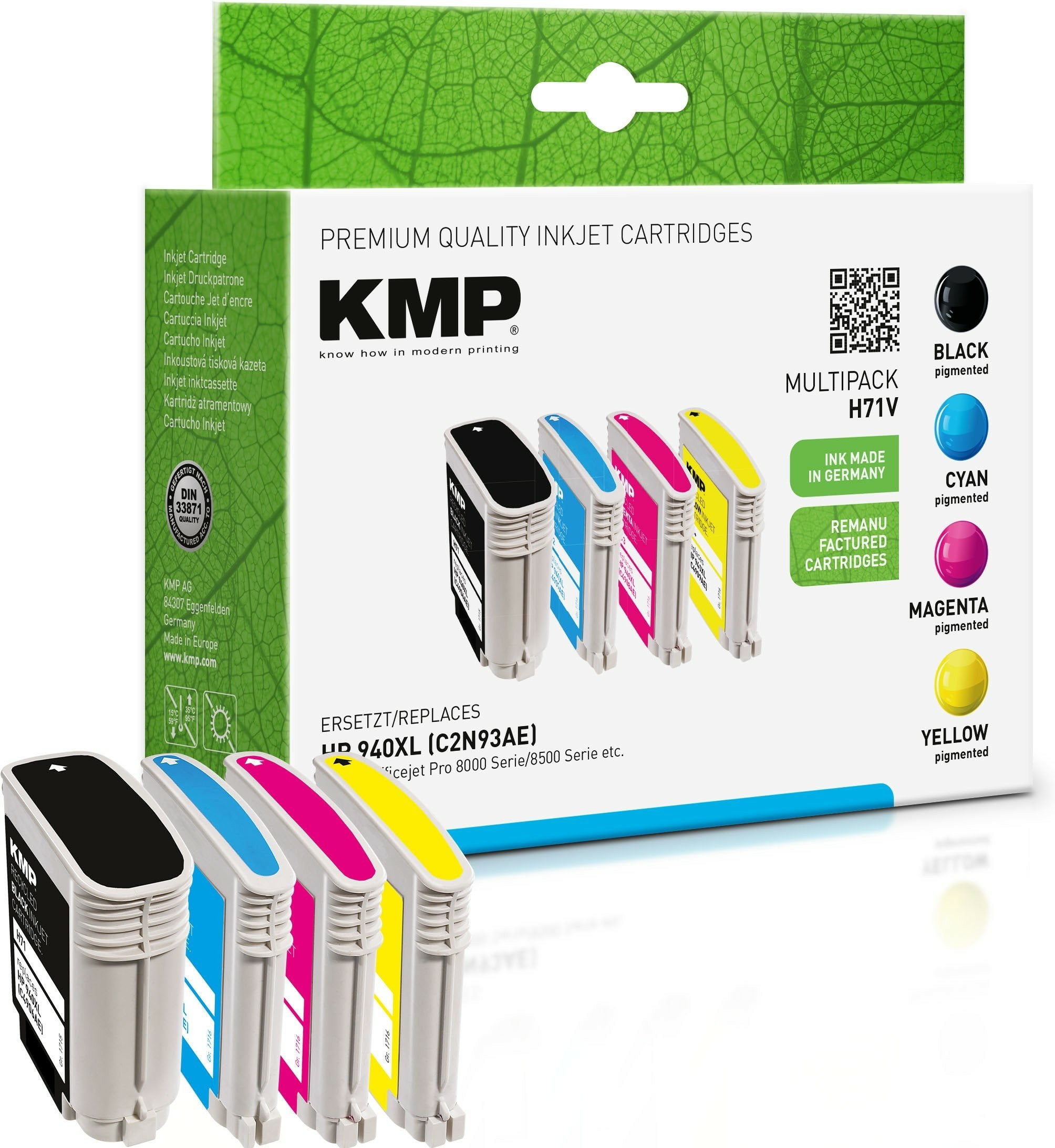 Cartucho Kmp Hp No. 940xl Multip. 1400-2200s. H71v Rellenado