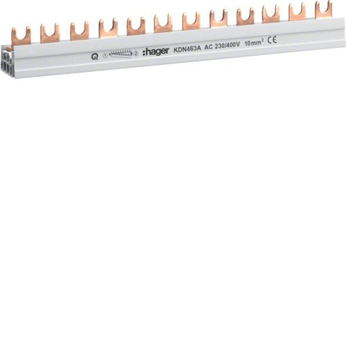 Hager Phasenschiene 4polig Kdn463a Gabelanschluss 10qmm 63a 12 Module