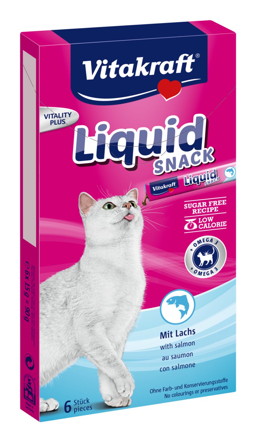 Golosinas Para Gatos Vitakraft Snack Líquido Salmón 6 X 15g