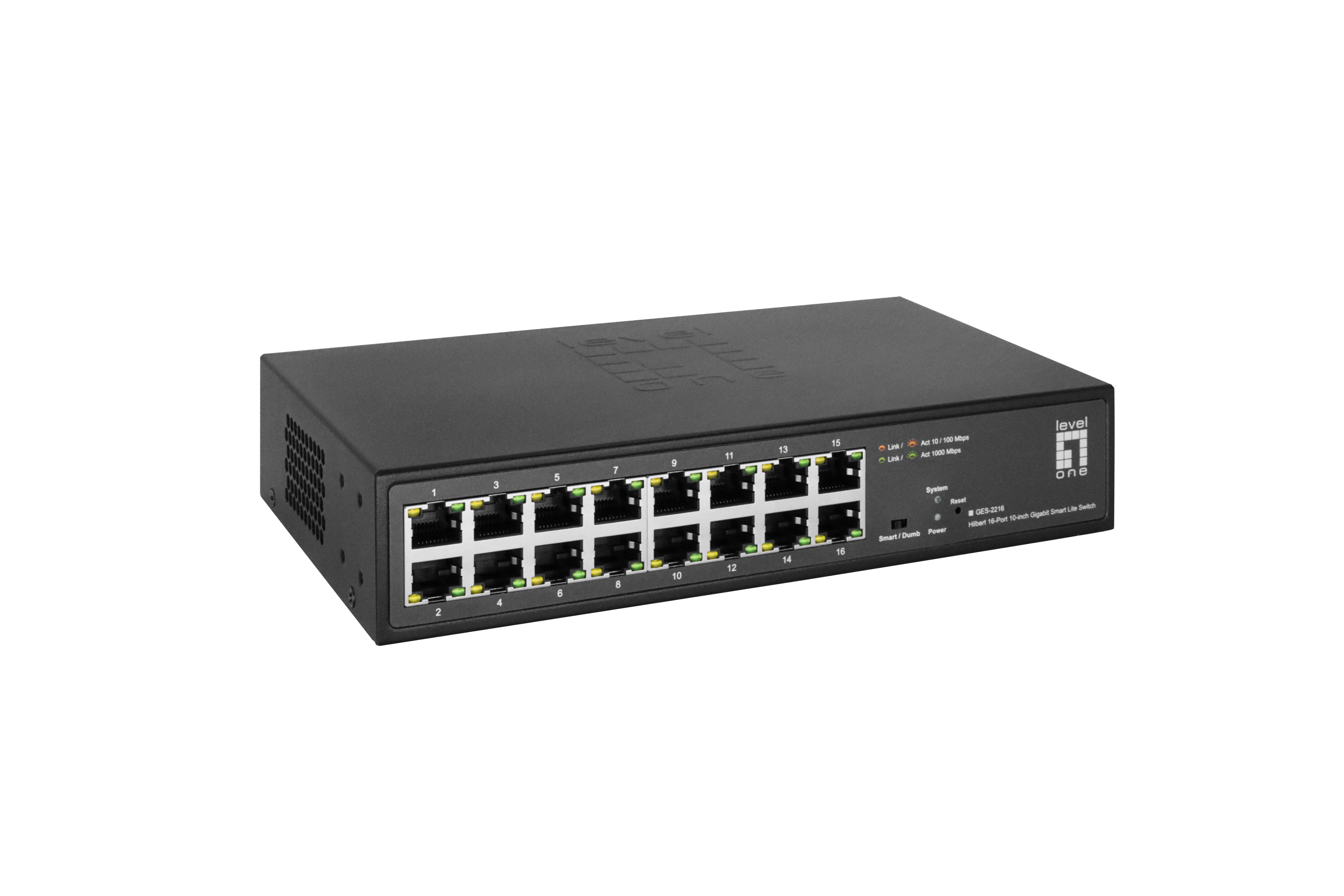 Switch Levelone Ges-2216 Gestionado L2 Gigabit Ethernet (10/100/1000) Negro