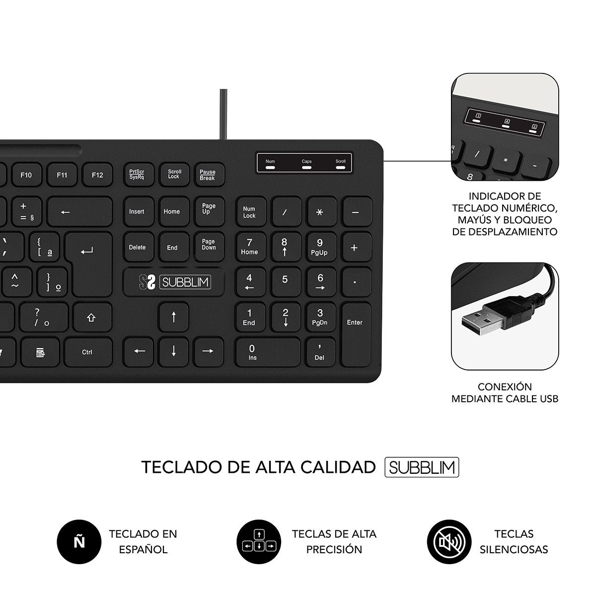 EAN 8436586742386 - SUBBLIM SUBKBC-0SSK50 teclado Universal QWERTY Español Negro imagen 4