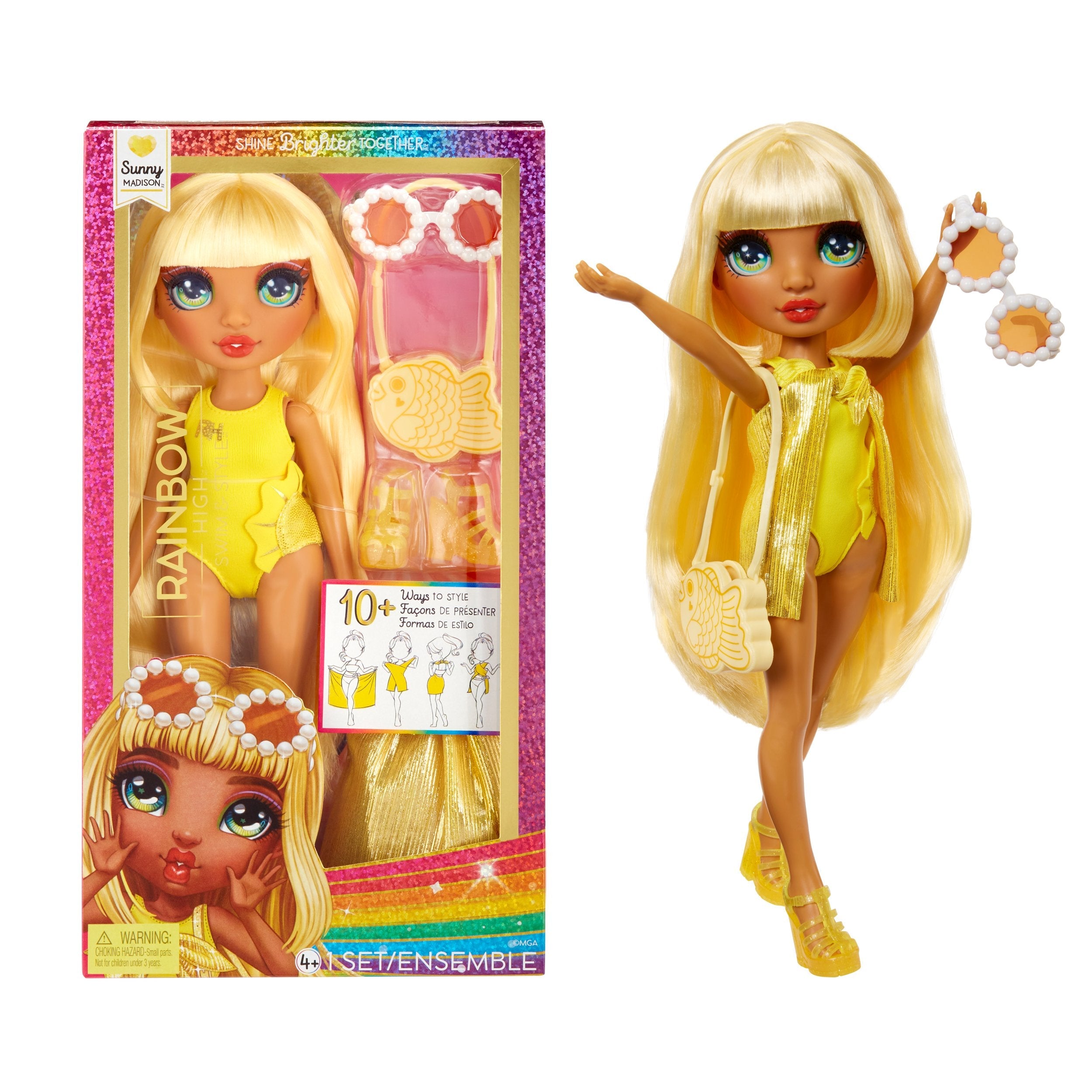 Muñeca Mga Entertainment Rainbow High Swim & Style - Sunny (Yellow) 507284-Euc