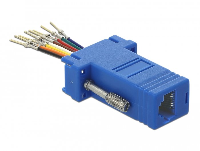 Delock D-Sub 9 Pin Stecker Zu Rj45 Buchse Montagesatz Blau