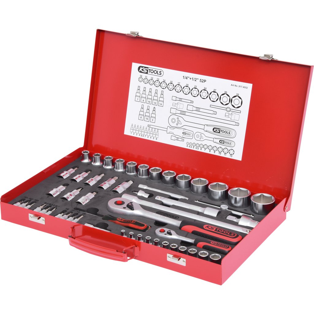 Ks Tools Knarre - 52 Uds. - 1/4", 1/2"