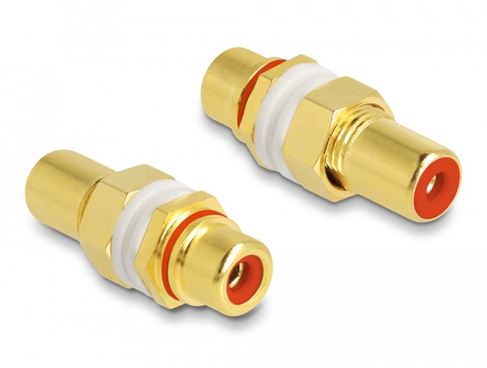 Delock Audio Adapter Cinch Buchse Zu Buchse Zum Einbau, Farbring Rot