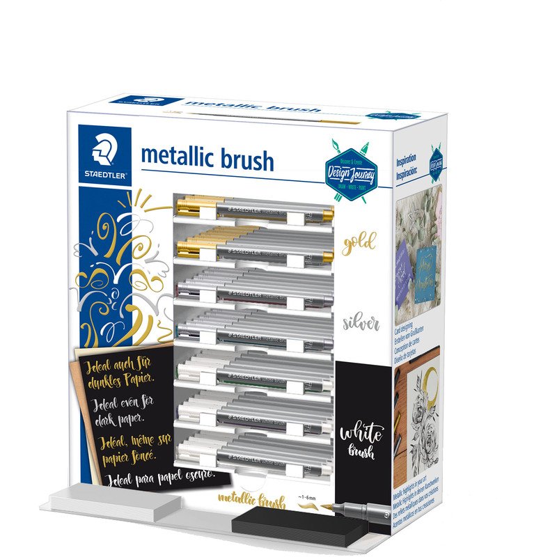 EAN 4007817088111 - Staedtler metallic brush marcador 70 pieza(s) Punta de pincel Oro, Plata, Blanco imagen 1