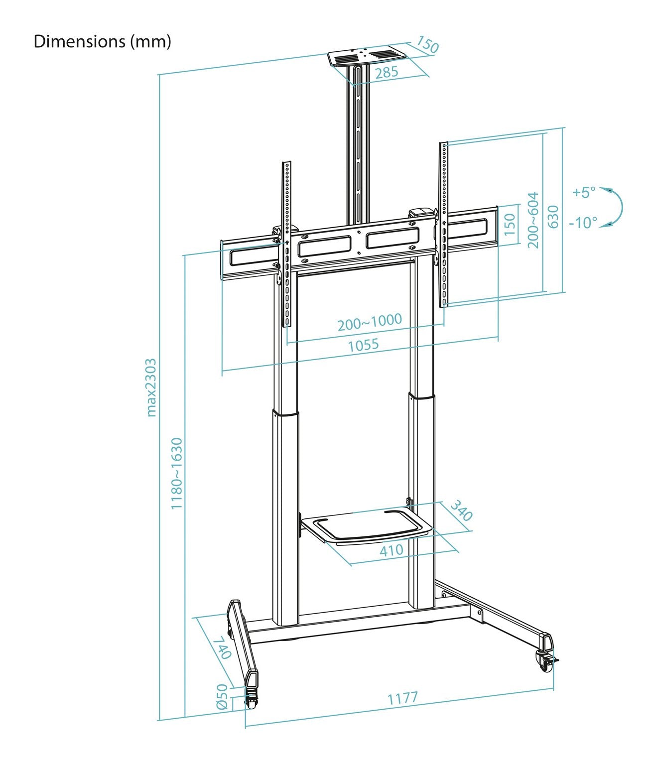 EAN 8433281015623 - TooQ FS20406HM-B soporte para TV 2,54 m (100") imagen 8