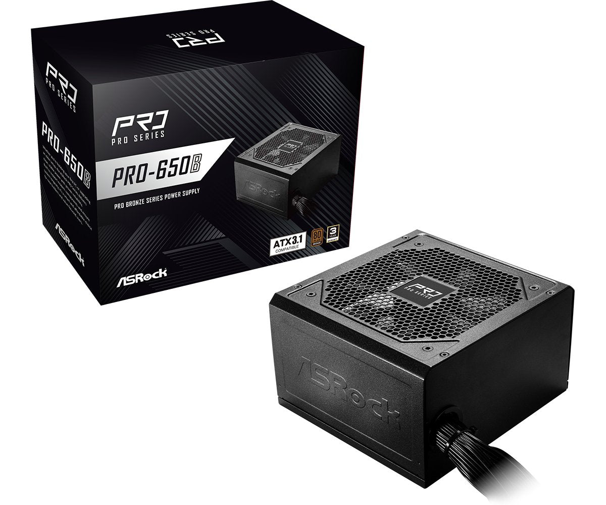 Fuentes De Alimentación Asrock Pro Series Pro-650b 650w Atx 80+ Bronze Negro 90-Uxr065-Bneaa2
