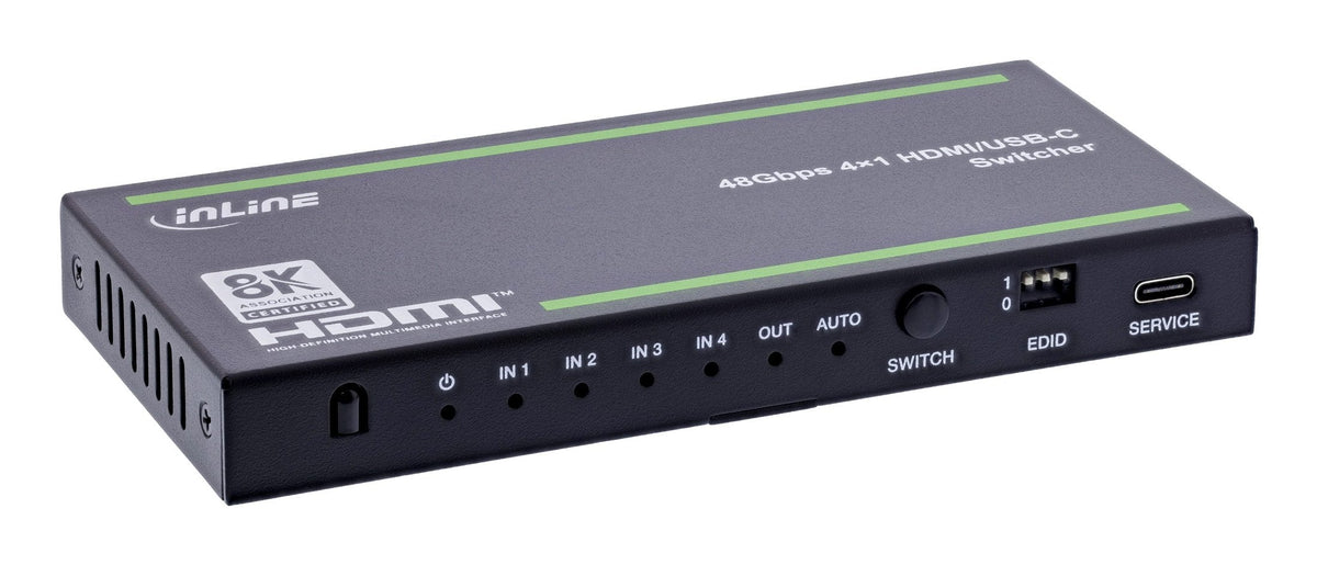Inline Video Switch, 4x1 , Hdmi 8k/60hz, 3xhdmi + 1x Usb-C, 48gb/S