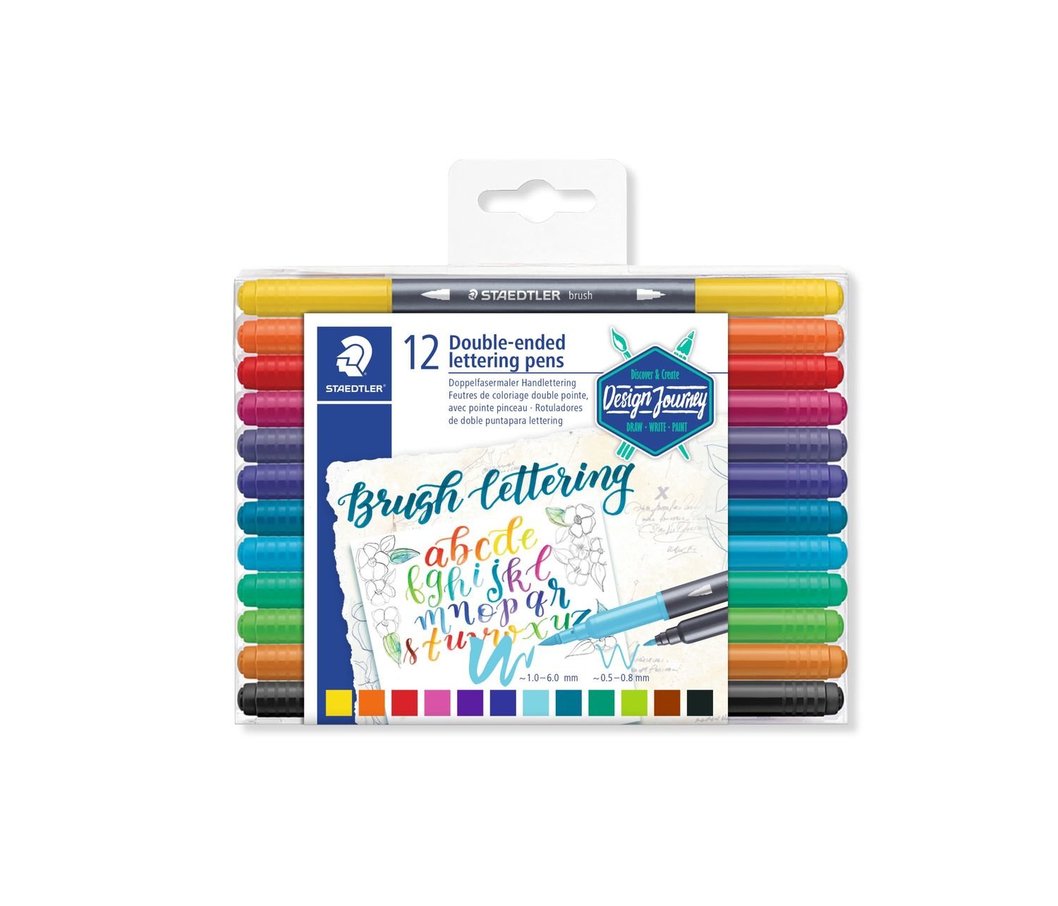 Staedtler Rotulador Doble Punta Fina/Pincel Para Lettering Surtidos Estuche De 12