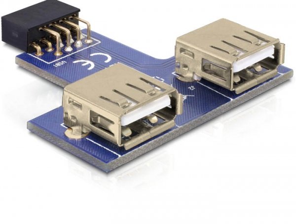 EAN 4043619418244 - DeLOCK 9-pin 2.54 mm/2 x USB 2.0 1 x 9-pin 2.54 mm 2 x USB 2.0-A Negro, Azul, Plata imagen 1