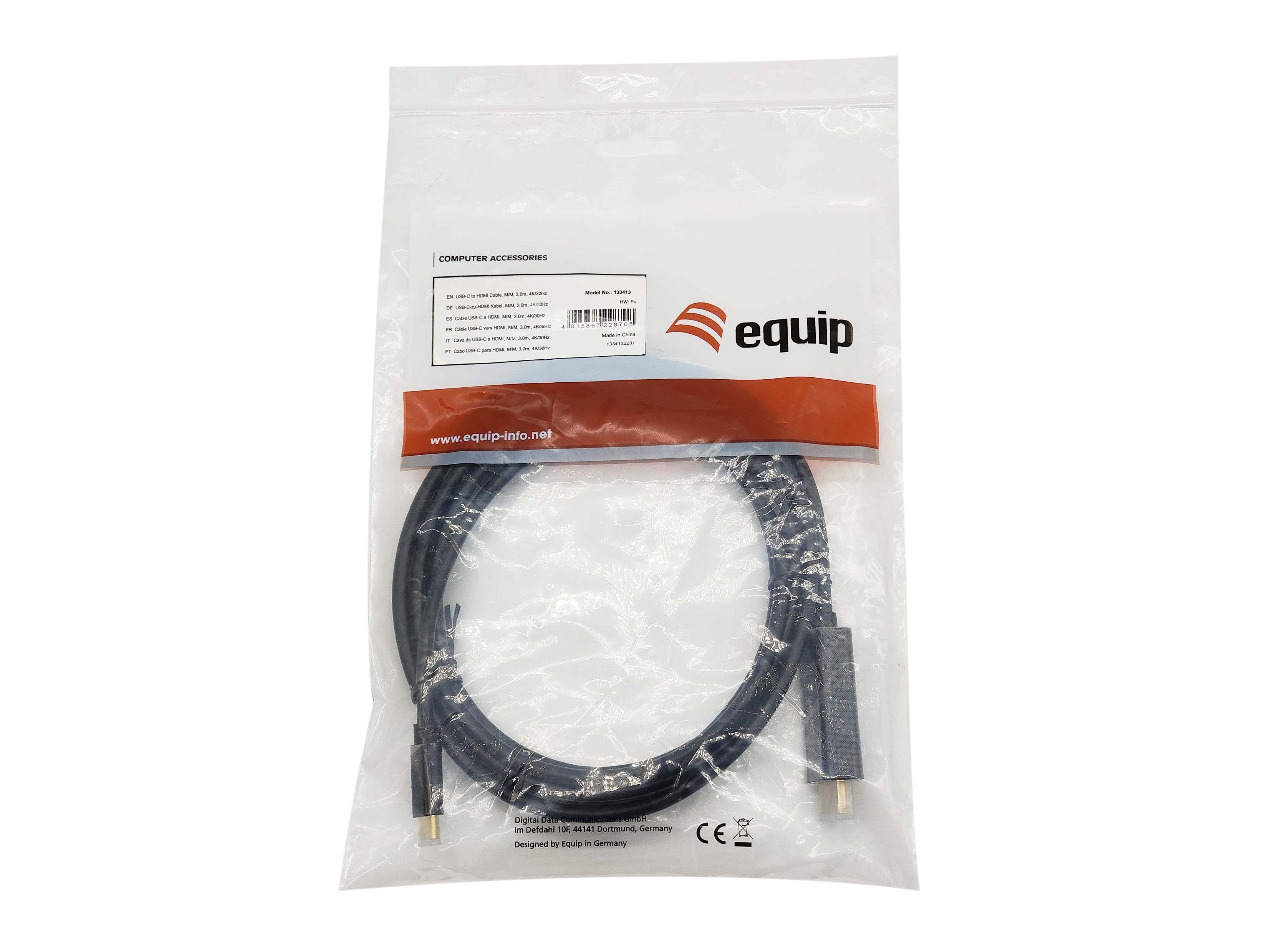 EAN 4015867228708 - Equip 133413 adaptador de cable de vídeo 3 m USB Tipo C HDMI tipo A (Estándar) Negro imagen 4