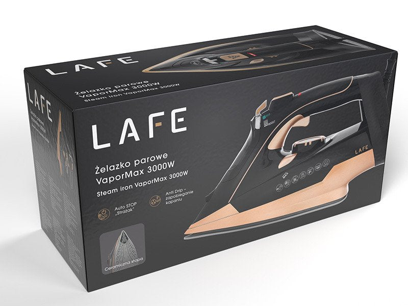 EAN 5907512875643 - Lafe VaporMax Plancha a vapor Suela de cerámica 3000 W Negro, Oro rosa imagen 12