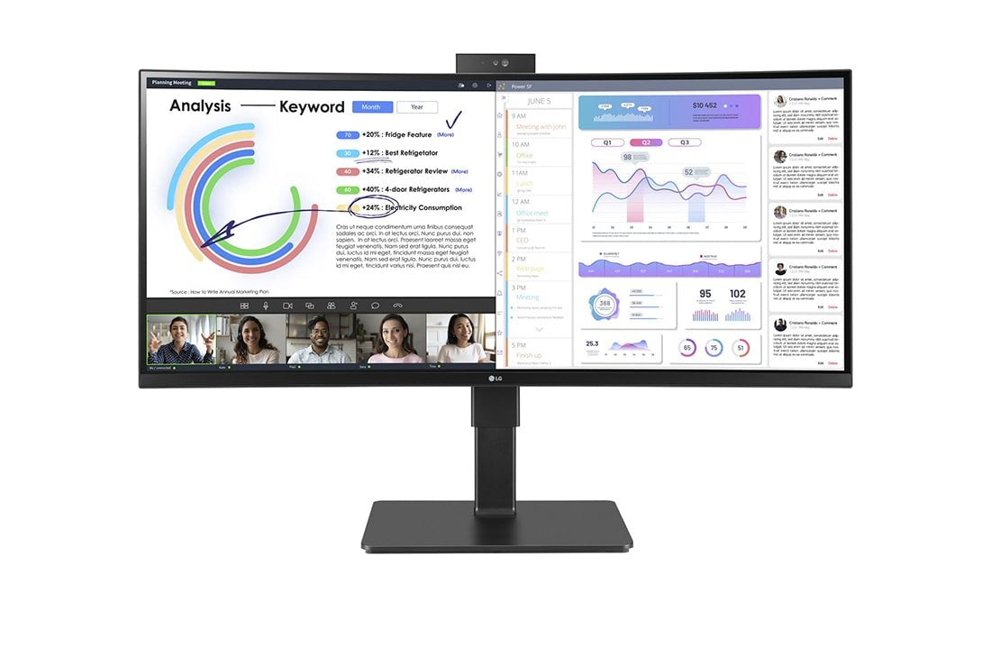 Monitor Profesional Ultrapanorámico Curvo Lg 34bq77qc-B 34' Wqhd Webcam Multimedia Negro