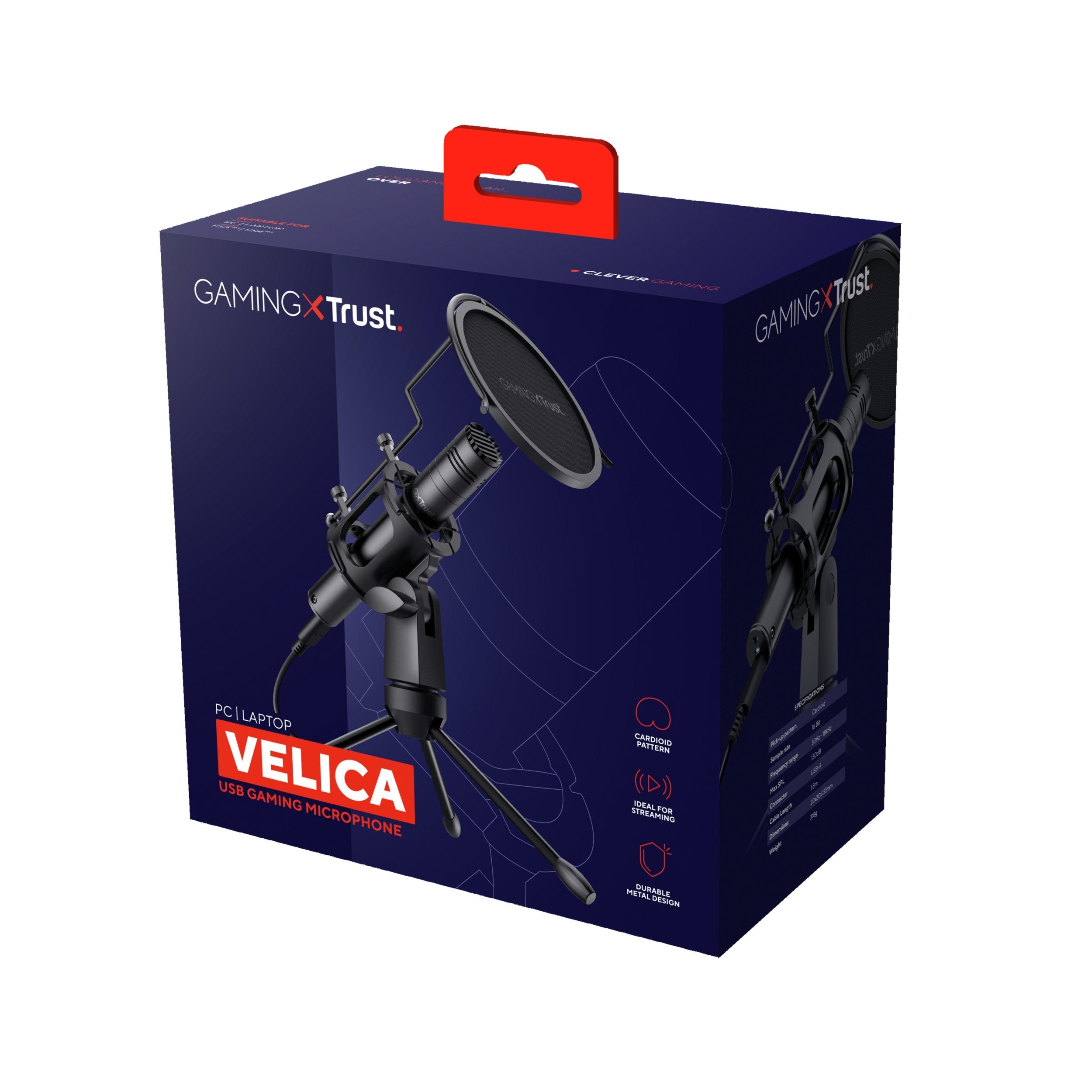 Microfono Trust Gxt 241 Velisca - Patron Cardiode - Incluye Tripode Y Filtro Rejilla - Mute En Parte Trasera - Usb 24182