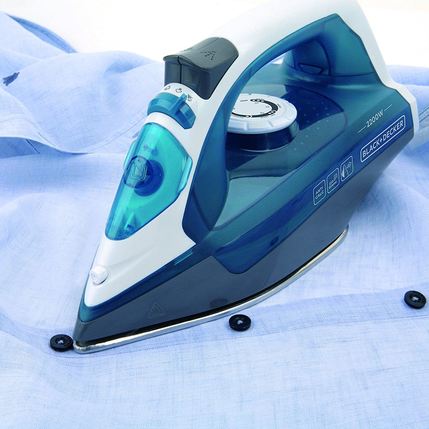 EAN 8432406180079 - Black & Decker BXIR2200E plancha Plancha a vapor Suela de acero inoxidable 2200 W Negro, Azul, Blanco imagen 4