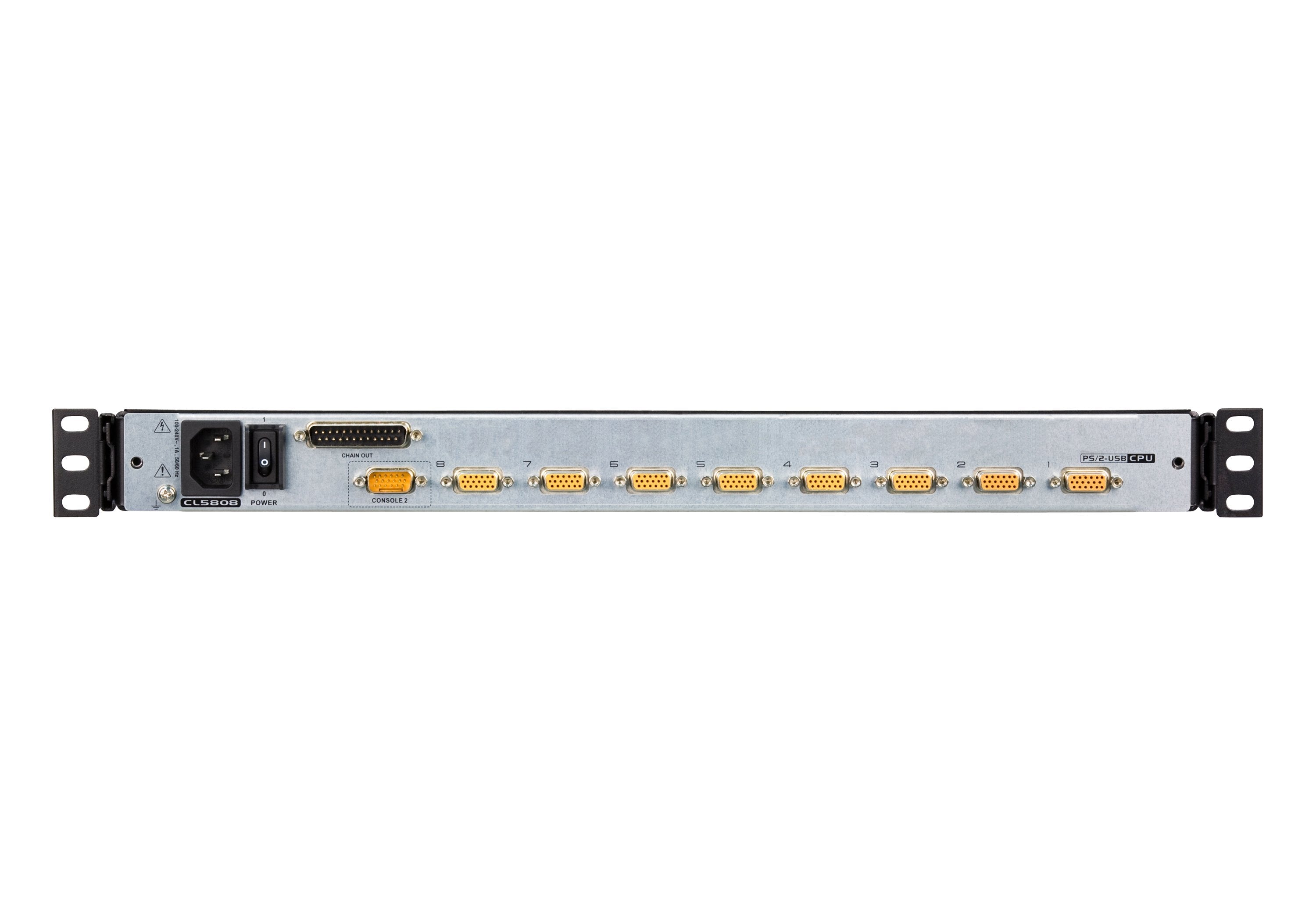 Consola Lcd Dual Rail Con Switch Kvm Integrado Vga Ps/2-Usb De 8 Puertos (Teclado Ingles Usa)