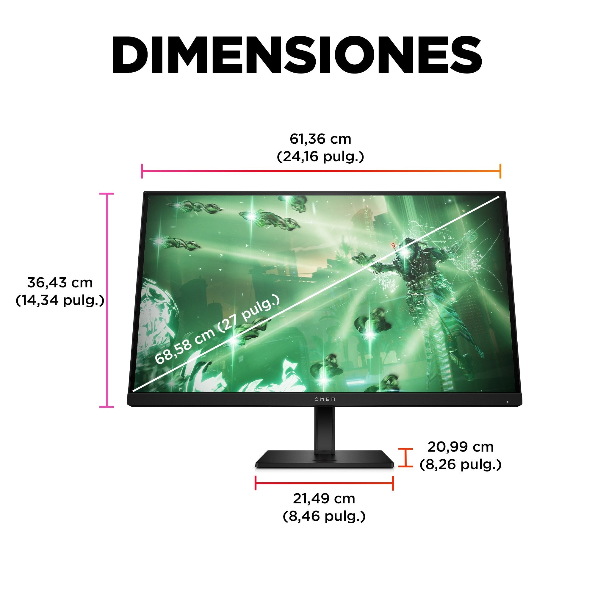 EAN 5715063732571 - OMEN by HP 27 inch QHD 165Hz Gaming Monitor - OMEN 27q pantalla para PC 68,6 cm (27") 2560 x 1440 Pixeles imagen 6