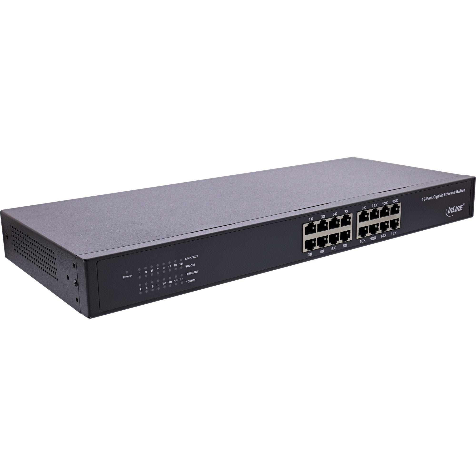 Switch De Red Gigabit Inline De 16 Puertos, 1 Gbit/S, 48,26 Cm (19"), Metal, Sin Ventilador