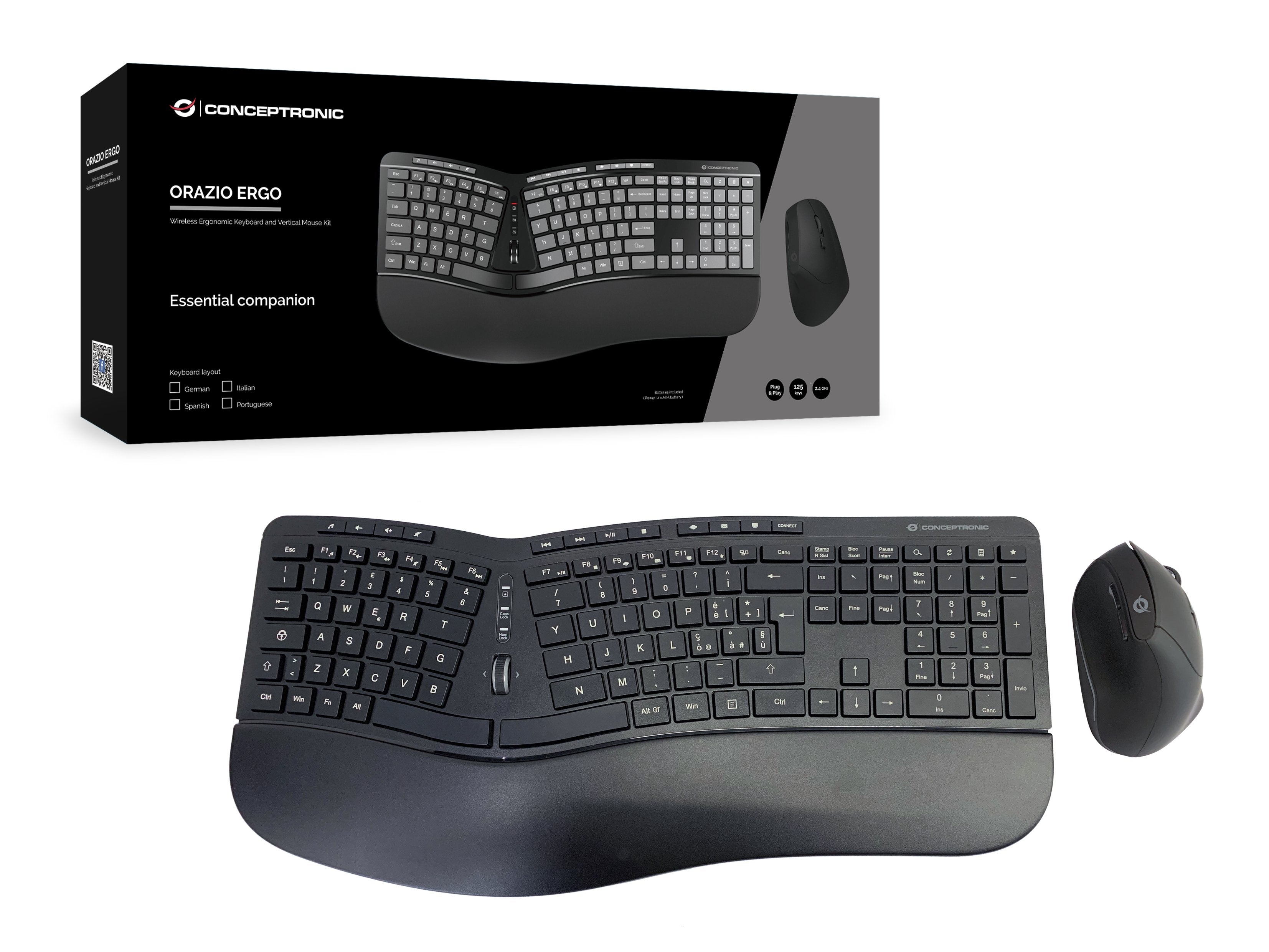 EAN 4015867227015 - Conceptronic ORAZIO02IT teclado Ratón incluido Oficina RF inalámbrico QWERTY Italiano Negro imagen 5