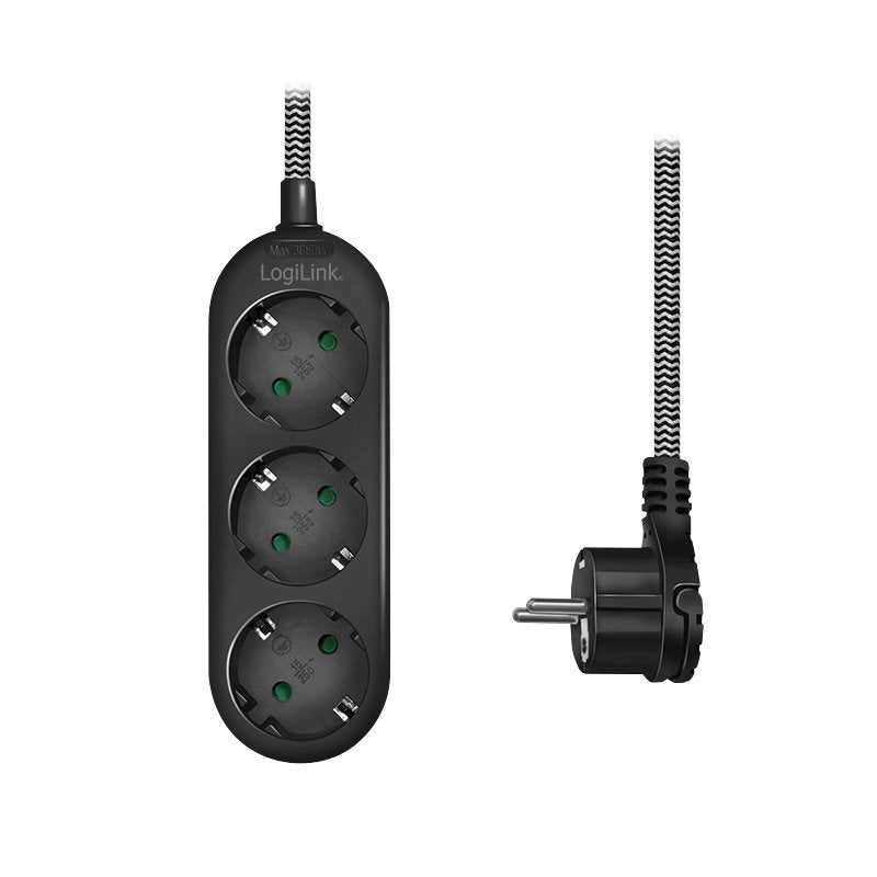 Logilink Lps261 Base Múltiple 1,5 M 3 Salidas Ac Interior Negro, Blanco