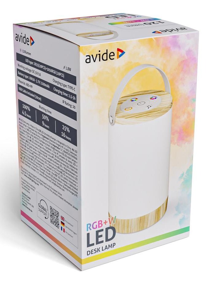 Avide Led Tragbare Tischlampe Rgb Con Druckknopf