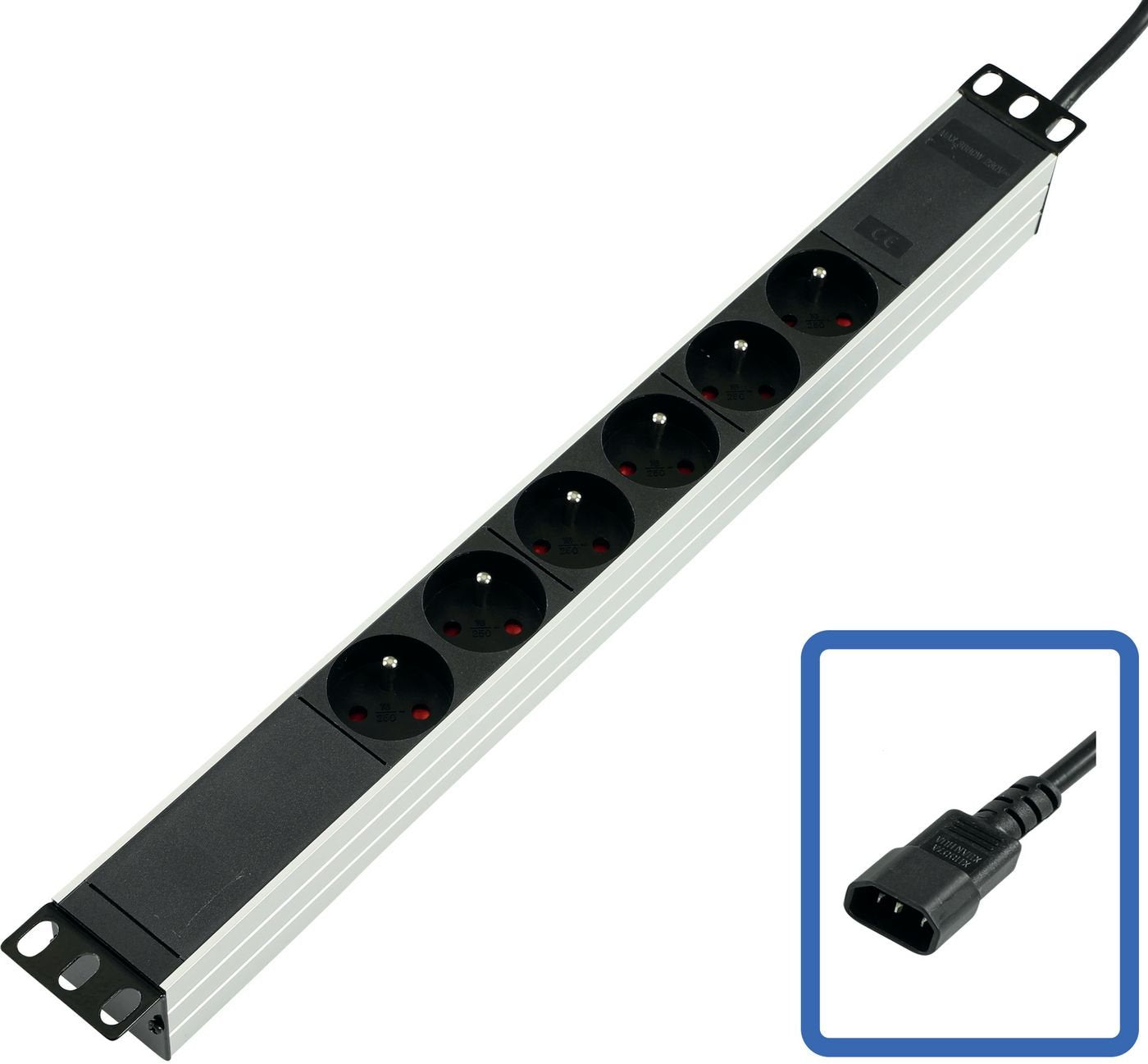 EAN 3548388088922 - Lanview POWER STRIP 19 - 6 WAY - FULL ALUMINIUM WITH C14 UPS PORT unidad de distribución de energía (PDU) imagen 1