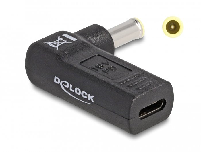 Delock Adapter Für Notebook Ladecable Usb Type-C Buchse Zu Samsung 5,5 X 3,0 Mm Stecker 90° Gewinkelt