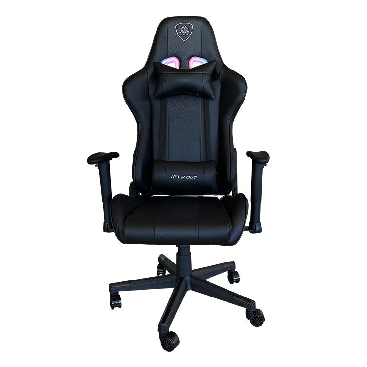 Silla Gaming Keepout Xspro-Racing Rgb Black Reposabrazos 2d/ Iluminacion Rgb Con Mando A Distancia/ Ruedas De Nylon/ Cojin Lumbar Y Cervical