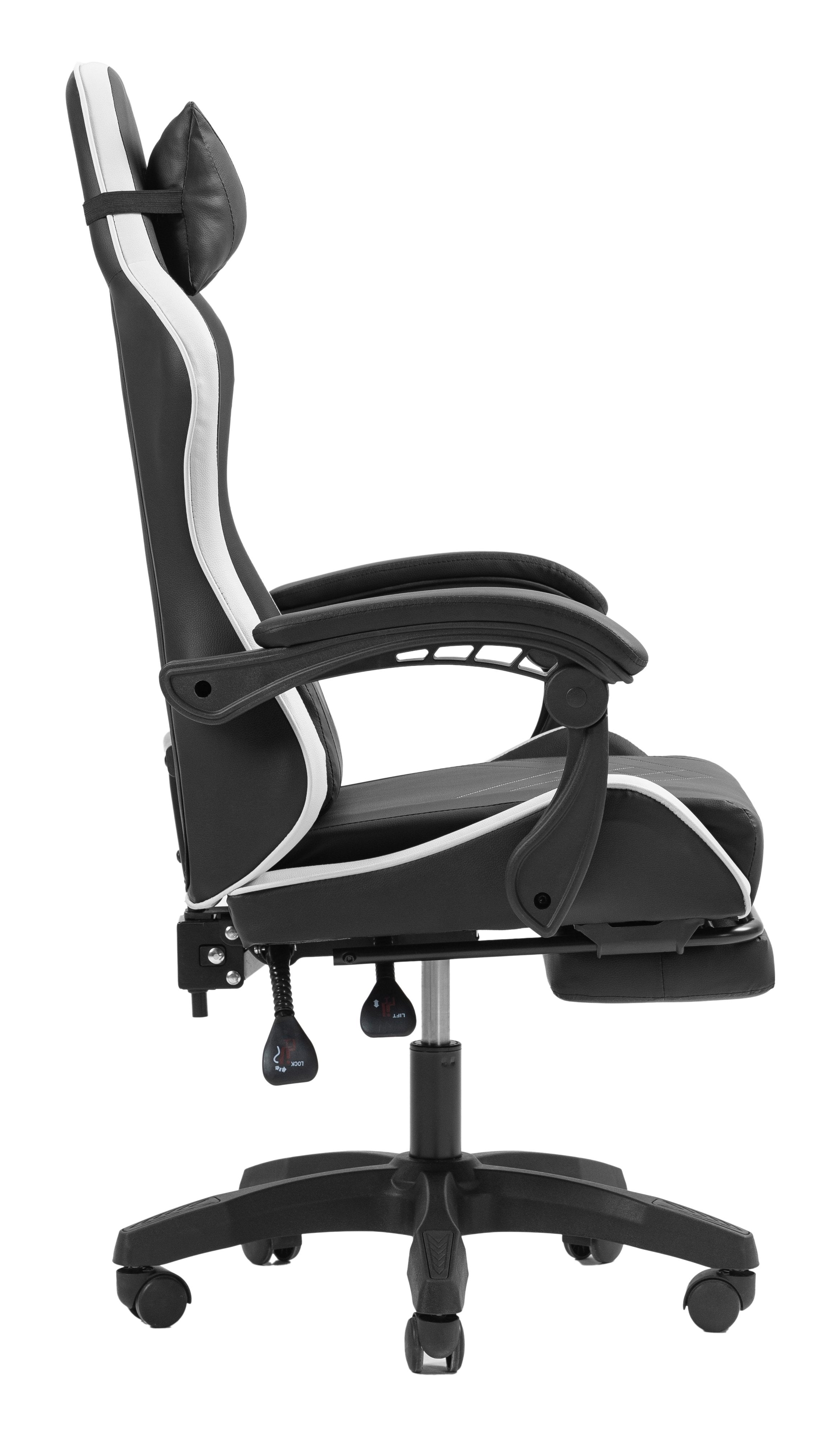 Silla Gamer Mars Gaming Mgcxbbl Negra Y Blanca Reclinable Reposabrazos Ajustable Reposapies Cojines