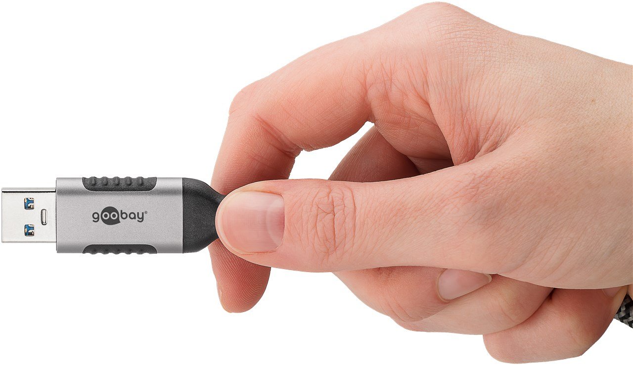 Cable De Adaptador Ethernet Goobay Usb-A 3.2 Gen1> Rj-45, Slim Black/Grey, 5 Metros 74397