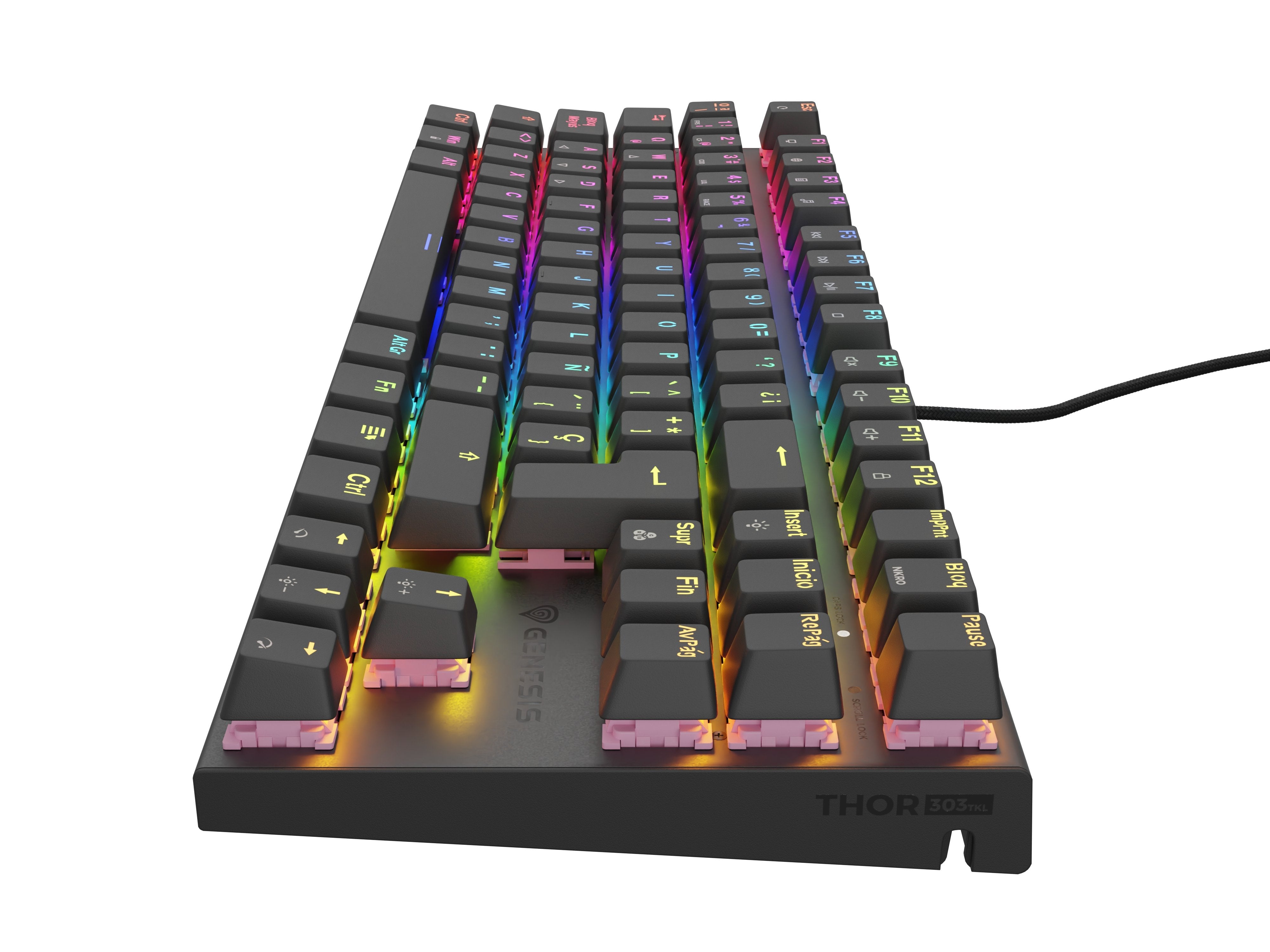 Teclado Ingles Gaming Genesis Thor 303 Tkl Rgb Neg Mecanic Switch Peach Silen Hot Swap